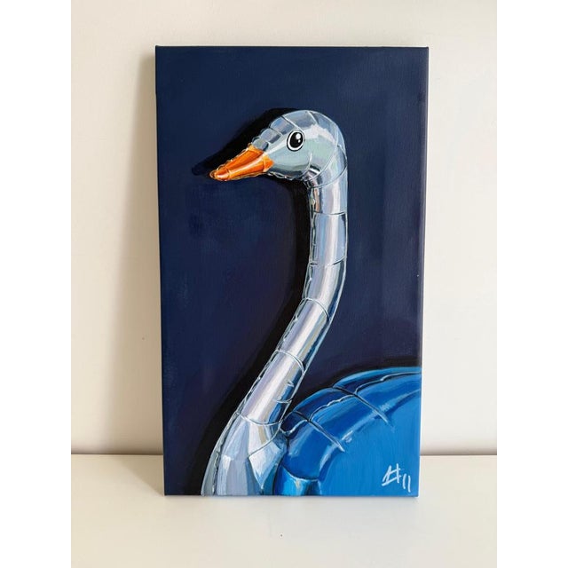 Sofía Cristina Jiménez, Silver Inflatable Ostrich, Lady Truthi 3, 2025, Acrylic Painting For Sale - Image 11 of 14