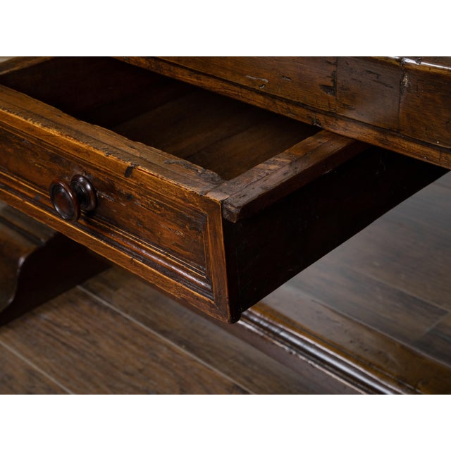 Early Italian 19th Century Walnut Table with Trestle Base and Single Drawer For Sale - Image 12 of 12