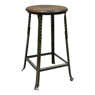 Vintage Mid Century Industrial Modern Steel Metal Work Stool by Hallowell For Sale