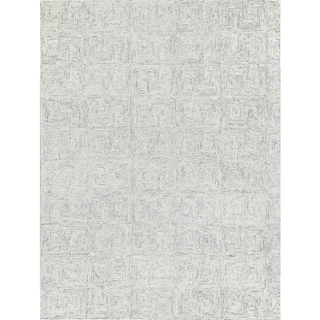 Textile Exquisite Rugs Labyrinth Tufted New Zealand Wool & Cotton Light Blue/Ivory Rug-12'X15' For Sale - Image 7 of 7
