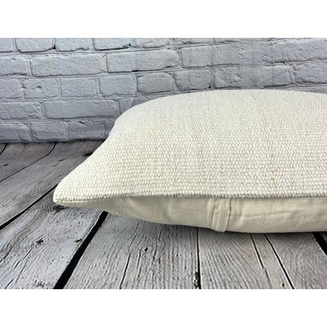 16 x 24 Hemp Pillow Turkish Cushion Natural White Pillow Cushion Cover For Sale - Image 4 of 4
