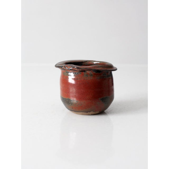 Red Vintage Handmade Studio Pottery Vessel For Sale - Image 8 of 15