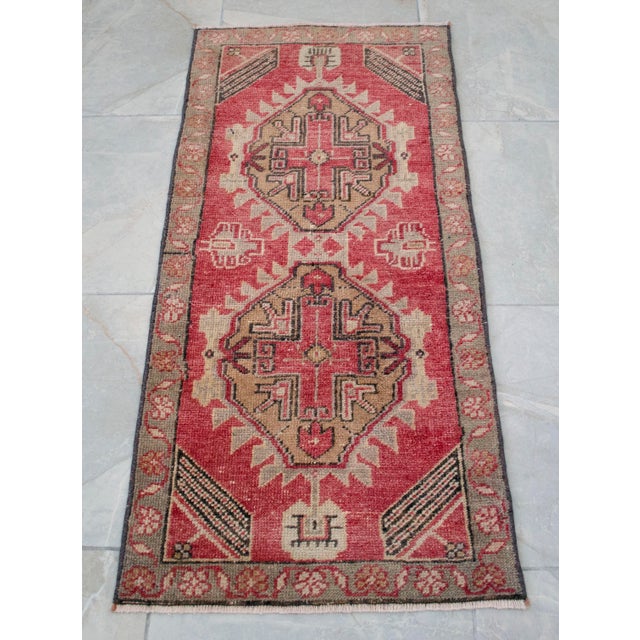 Hand Knotted Door Mat, Entryway Rug, Bath Mat, Kitchen Decor, Small Rug, Turkish Rug - 1′8″ × 3′8″ For Sale - Image 13 of 13
