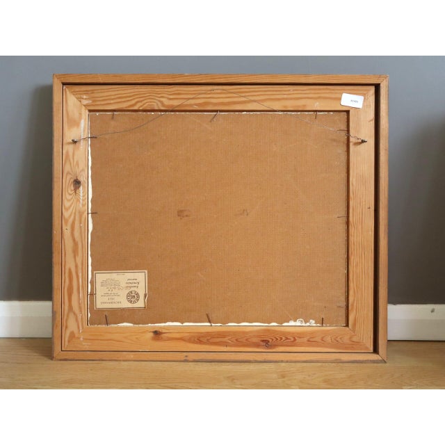 1957 Mid-Century Modern 'Market Day in the Square' Vintage Original Street Scene Landscape Oil Painting, Framed For Sale - Image 11 of 12