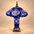 Pair of Cobalt Blue Cut-Glass Table Lamps With Floral Shades For Sale - Image 10 of 11