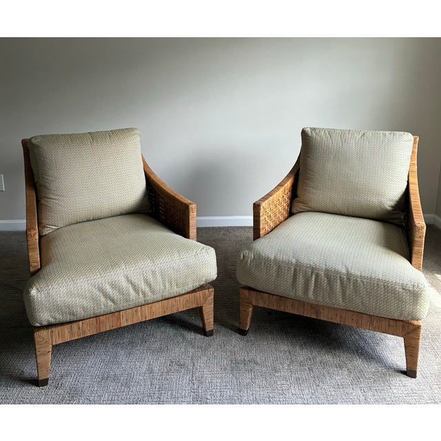 Exceptional pair of McGuire “St. Germain” lounge chairs showcasing the brand’s iconic craftsmanship and refined coastal...