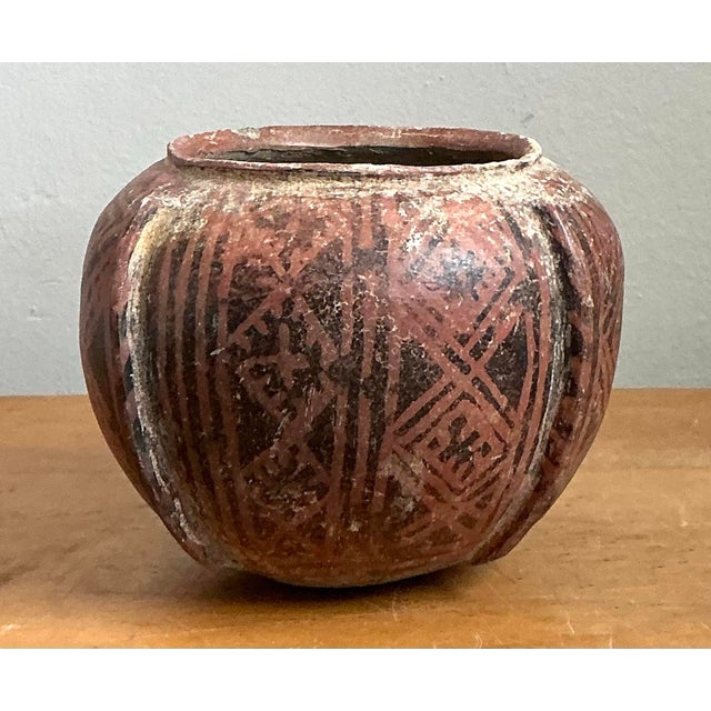 Vintage Red Geometric Patterned Ceramic Vase For Sale - Image 12 of 12