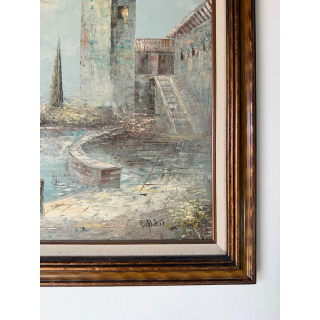 Textile Vintage Caroline Burnett Impressionist European Coastal Landscape Oil on Canvas Painting, Framed For Sale - Image 7 of 11