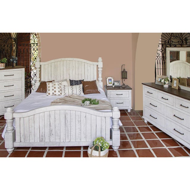 Avalon Rustic Farmhouse 4 Drawer Highboy Dresser - White For Sale In Chicago - Image 6 of 8