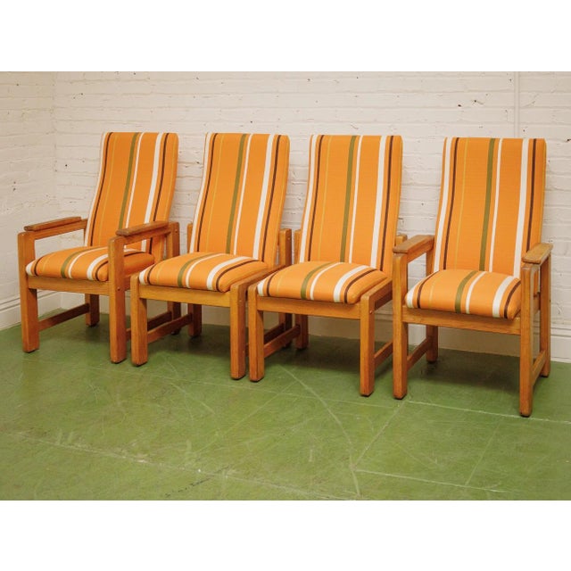 Modern 1970s Vintage Oak Chairs with New Upholstery- Set of 4 For Sale - Image 3 of 12