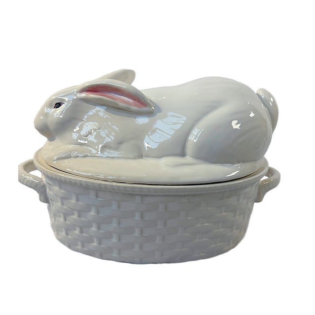 Vintage "Bordallo Pinheiro" Majolica Rabbit Covered Tureen For Sale - Image 11 of 11