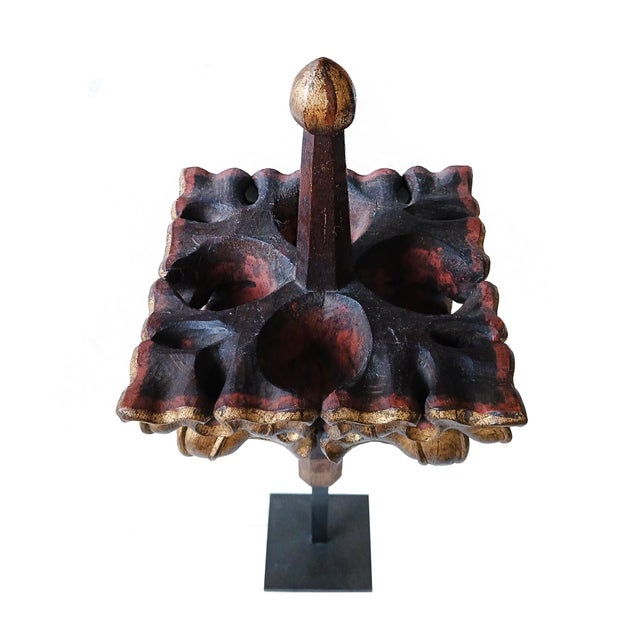 Wood Polychromed Neo-Gothic Finial, Giltwood, Belgium, Circa 1800 For Sale - Image 7 of 15