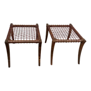 1990s Vintage Solid Walnut Klismos Ottomans