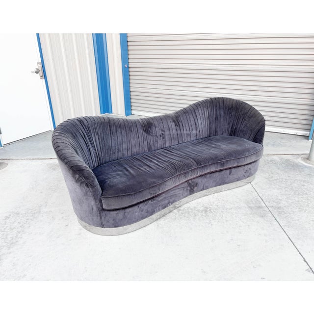 Mid-Century Serpentine Sofa With Chrome Base, 1980s For Sale In Los Angeles - Image 6 of 13