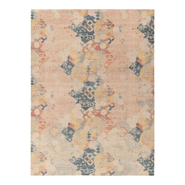 Rug & Kilim’s Brocade Rug in Pink and Blue, 8x10 For Sale