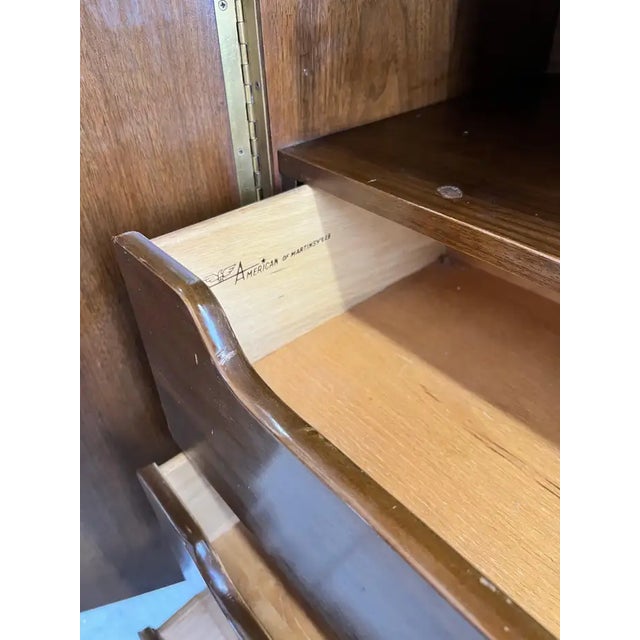 Mid-Century Modern American of Martinsville Walnut High Boy Dresser or Armoire For Sale - Image 11 of 18