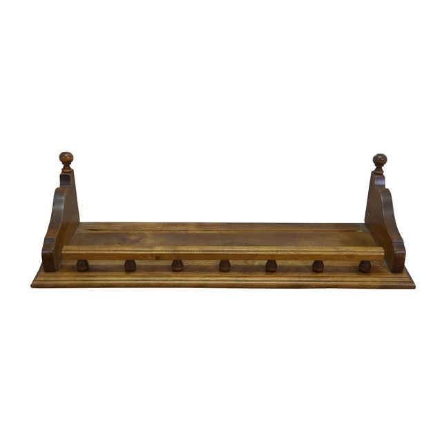 American Late 20th Century Pair of Ethan Allen Early American Colonial Maple Hanging Plate Display Racks Shelves 24" For Sale - Image 3 of 13