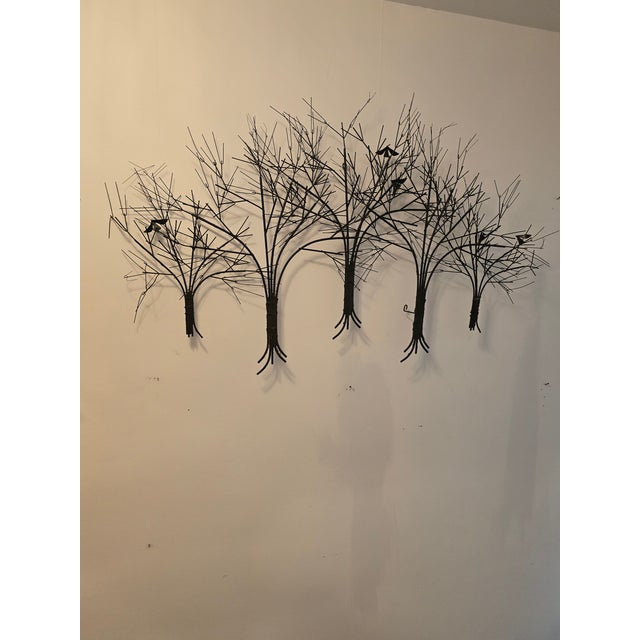 Mid-Century Modern Mid Century Winter Trees With Birds Wall Sculpture C Jere For Sale - Image 3 of 17