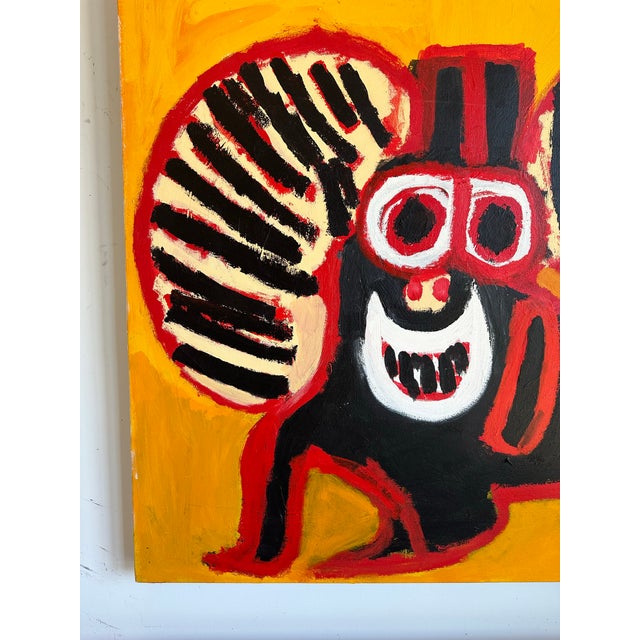 1990s Fantastic Large Abstract Painting of a Lion For Sale - Image 5 of 10