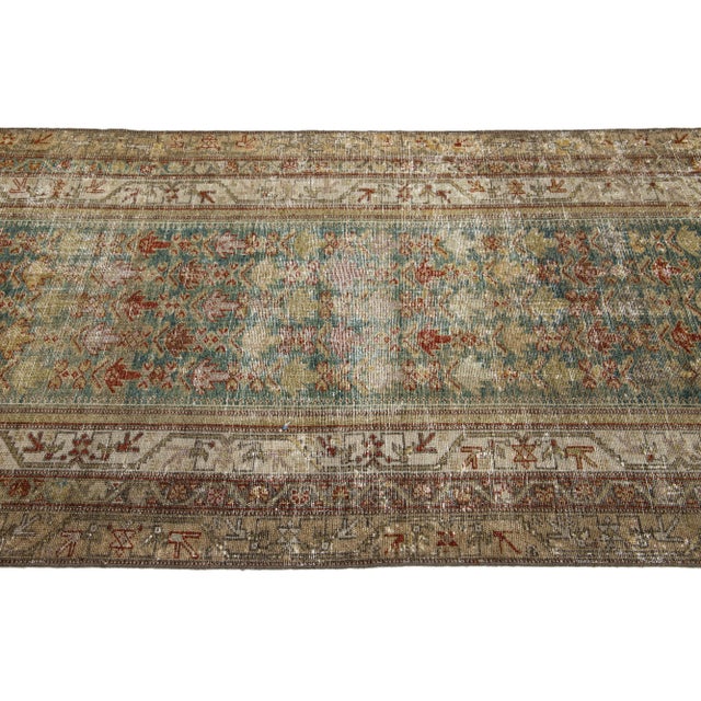 1900 - 1909 Antique Handmade Malayer Persian Blue Wool Runner With an Allover Pattern For Sale - Image 5 of 8