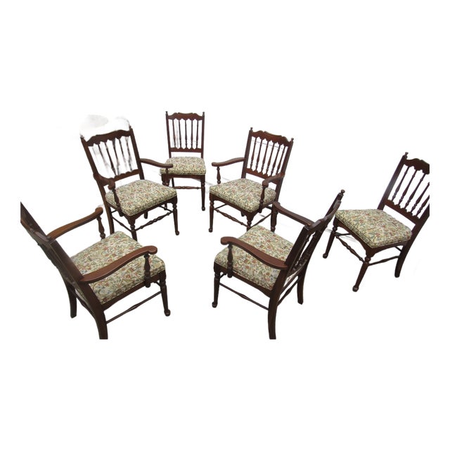 Vintage Cherry Baumritter Cherry Spindle Chairs Dining Room Set For Sale