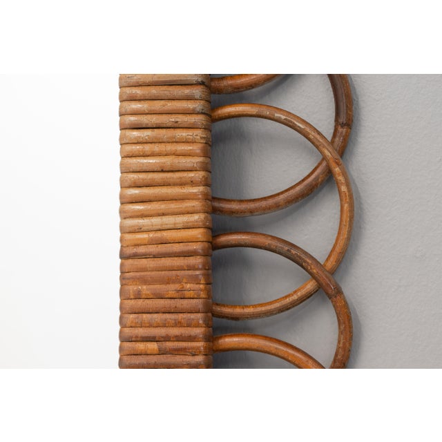 Bamboo Oval Mirror, 1980 For Sale - Image 4 of 7