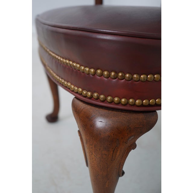 Pair of Hickory Leather Mahogany Armchairs - New Upholstery For Sale - Image 17 of 18