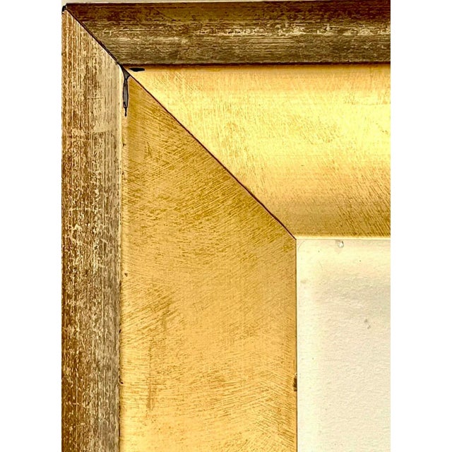 2000 - 2009 Modern Watercolor Collage in Gilt Wood Frame For Sale - Image 5 of 8