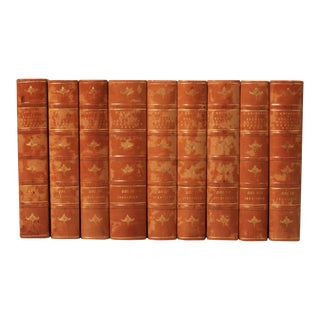 Scandinavian Leather-Bound Books S/9 For Sale