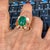 The School of Paris 7 Carat Elongated Oval Emerald Cabochon 14 Karat Rose Gold Cocktail Ring Vintage For Sale - Image 3 of 18