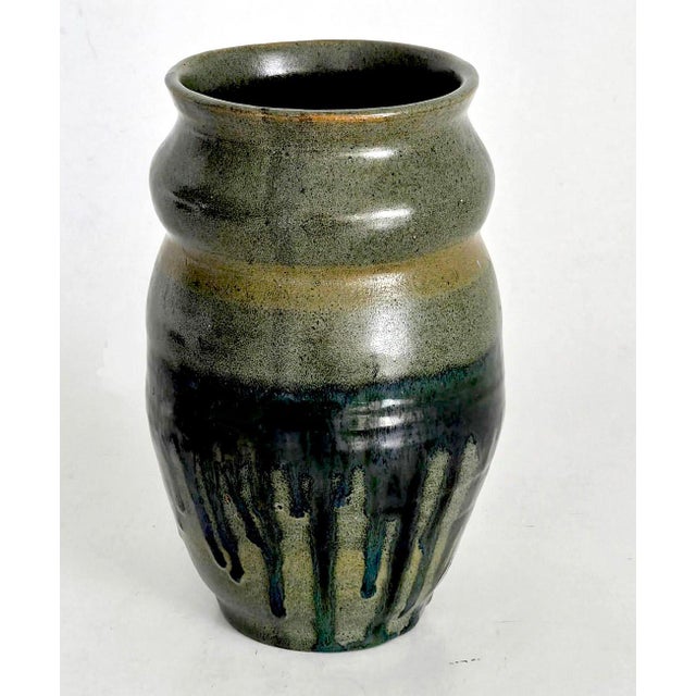 Mid-Century Modern 1980s Studio Pottery Drip-Glazed Stoneware Vase For Sale - Image 3 of 11