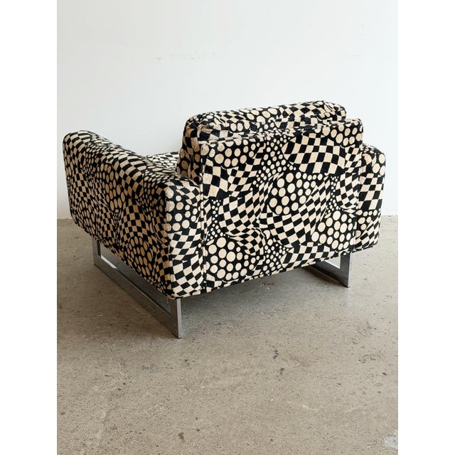 Chrome and Optical Velvet Chair by Milo Baughmann For Sale - Image 10 of 12