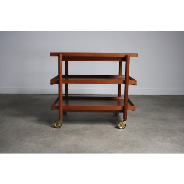 1960s Expandable Danish Modern Bar Cart by Poul Hundevad, Denmark For Sale - Image 5 of 12