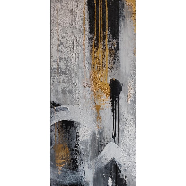 Gray Olha Komisaryk. “Everything Flow, Everything Changes” Monochrome Interior Painting — Original Acrylic Painting on Canvas For Sale - Image 8 of 10