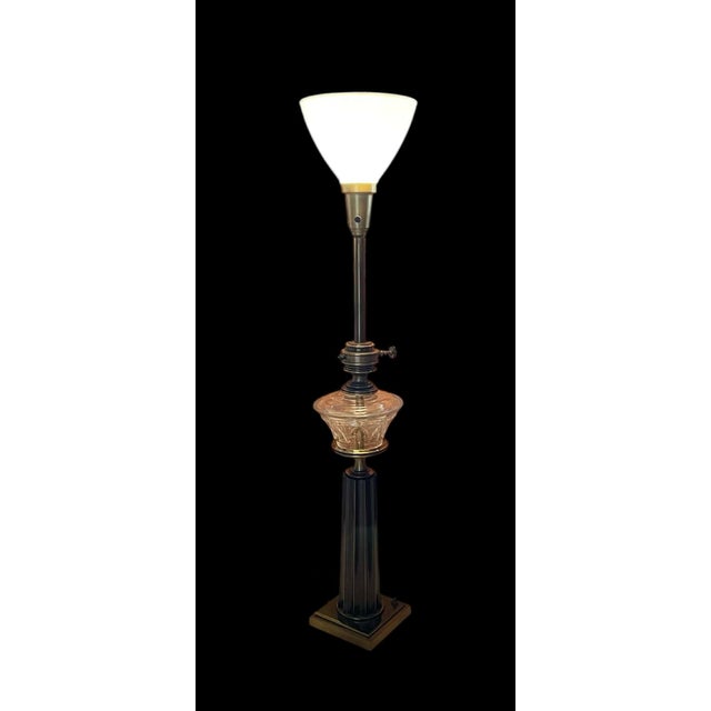 Brass 1950s Mid-Century Modern Stiffel Brass & Glass Oil Reservoir Table Lamp For Sale - Image 8 of 8