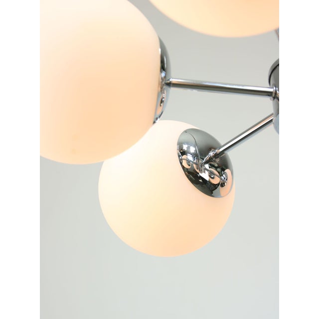 Italian Space Age Sputnik Chrome and Opaline Chandelier, 1970s For Sale - Image 11 of 18
