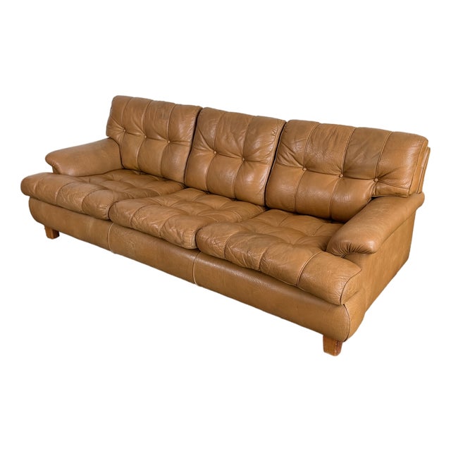 Vintage 1970s Buffalo Leather Attributed to Arne Norell "Mexico" Sofa For Sale