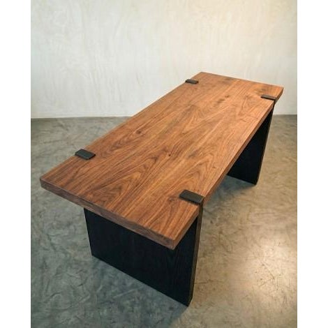 Not Yet Made - Made To Order "The Shadowline" Custom Dining Table Set: Walnut & Ebonized Ash Table With 8 Leather Chairs For Sale - Image 5 of 11