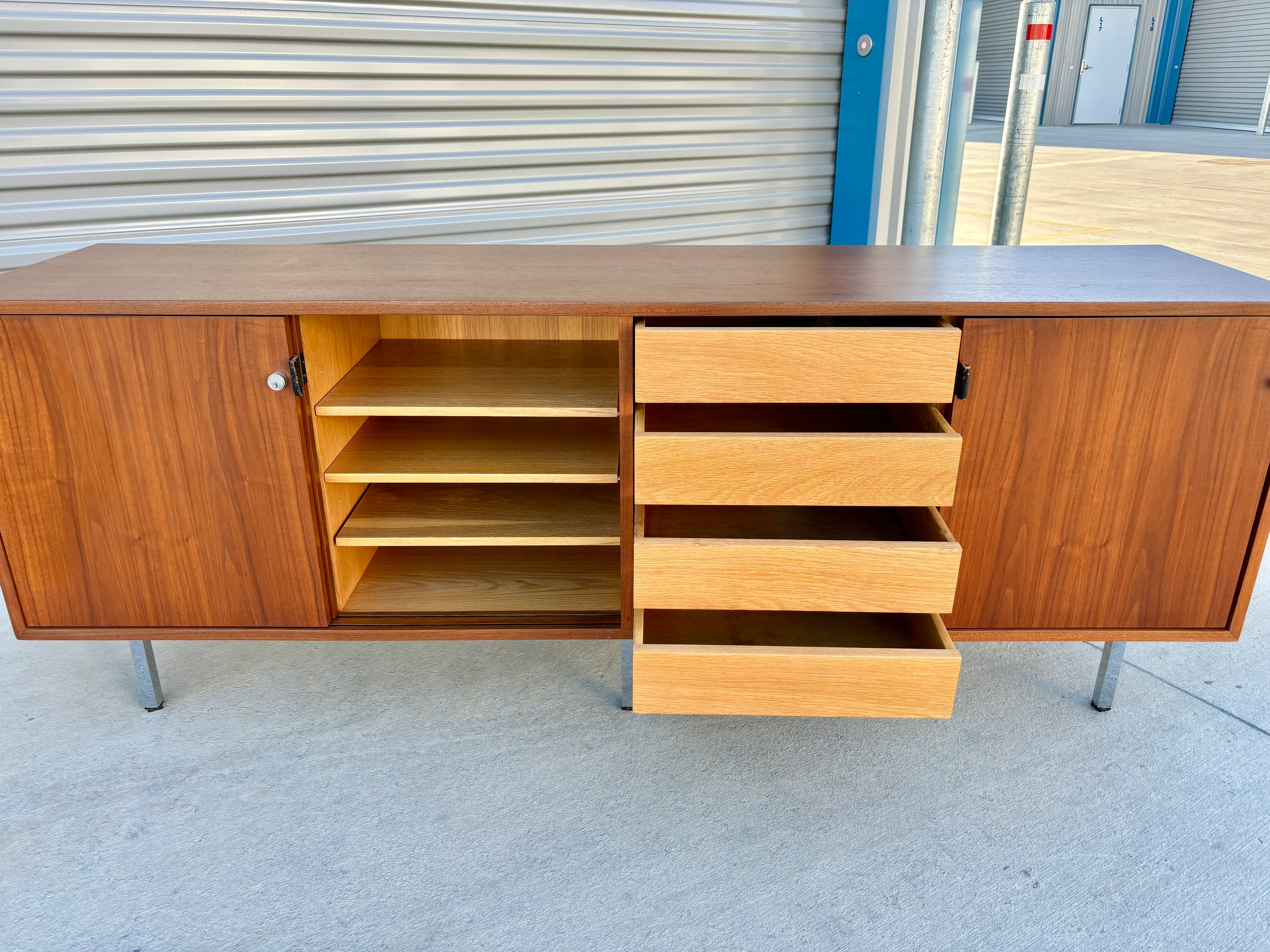 1950s Mid Century Walnut Credenza by Florence Knoll | Chairish