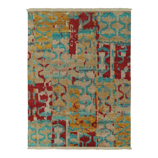 Textile Rug & Kilim’s Modern Rug in Blue, Red and Gold Abstract Patterns For Sale - Image 7 of 7