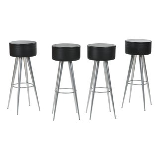 Metal and Leather Golia Stools by Maurizio Peregalli for Zeus, 1993, Set of 4 For Sale