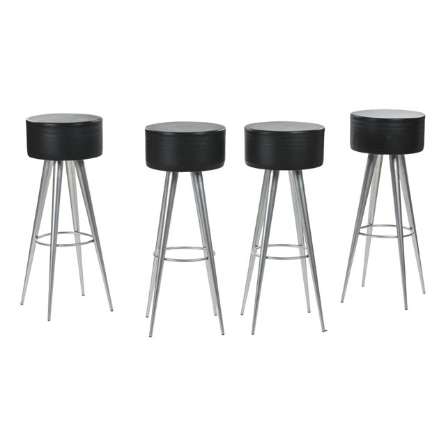 Metal and Leather Golia Stools by Maurizio Peregalli for Zeus, 1993, Set of 4 For Sale