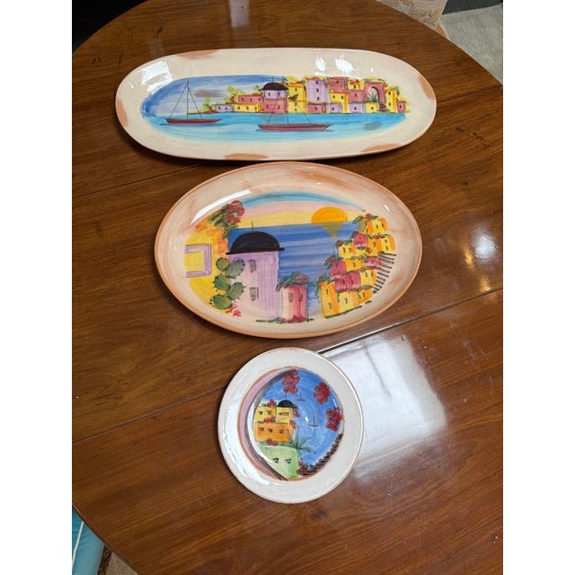 VIETRI Vietri Hand Painted Serving Dishware, Set of Three For Sale - Image 4 of 12