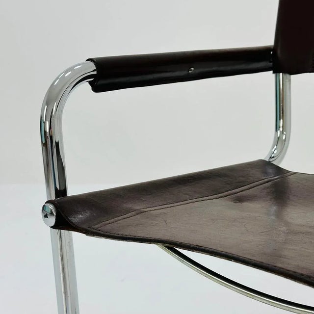 Mid-Century Bauhaus B34 Brown Leather Cantilevered Chair by Mart Stam for Jox Interni, 1980s For Sale - Image 10 of 11