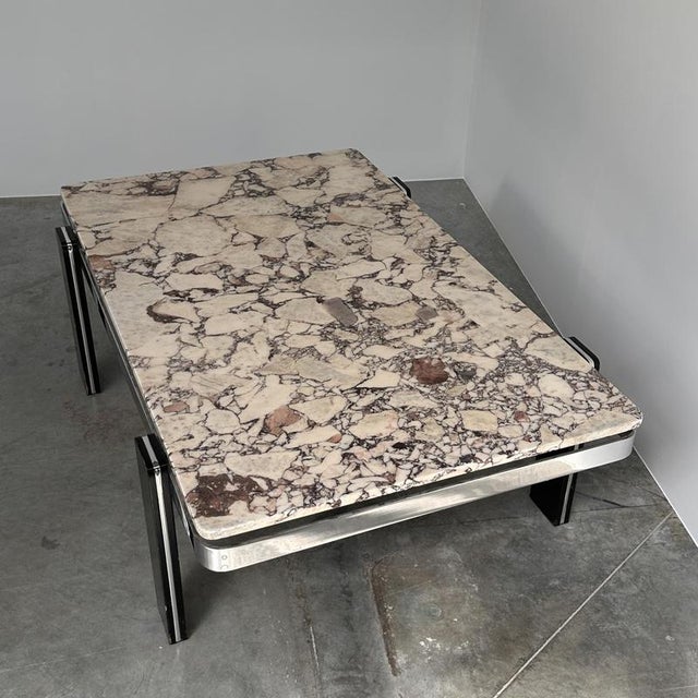 Violetta Calacatta Marble Coffee Table on Chrome Base, 1970s For Sale - Image 16 of 16