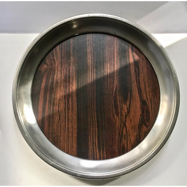 Provincetown Pewterlite Rimmed Round Versatile Serving Tray by FB Rogers Silver Co. 1960's. Featuring a deep Pewter rim...