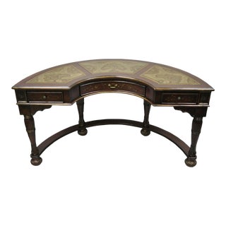 Italian Mediterranean Style Half Round Demilune 3 Drawer Desk Console Table For Sale