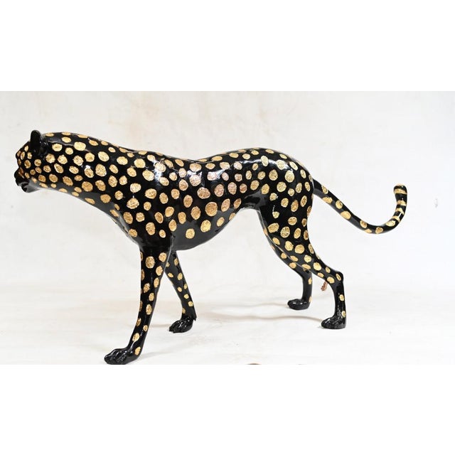 Metal Art Deco Bronze Black Panther Statue For Sale - Image 7 of 10