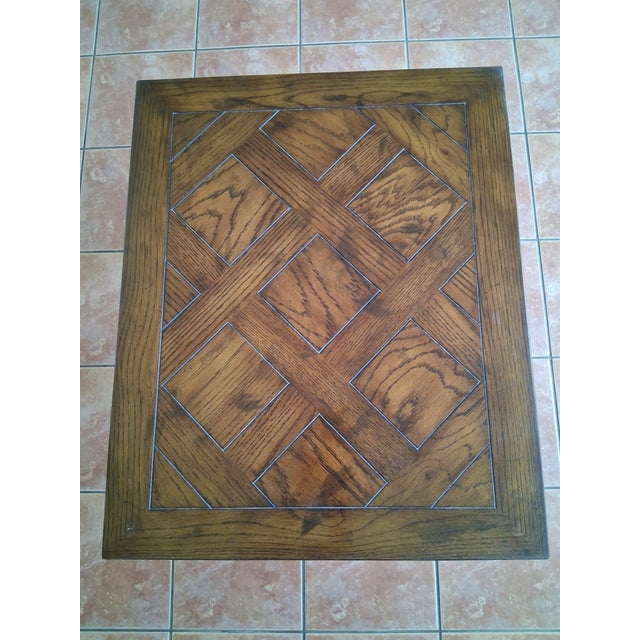 Mid-Century Modern Pair of Mid-Century Modern Henredon Oak Parquet End Tables - For Sale - Image 3 of 5