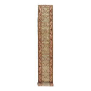 Very Long Green Color Vintage Turkish Runner 2 '8" X 28' 10"